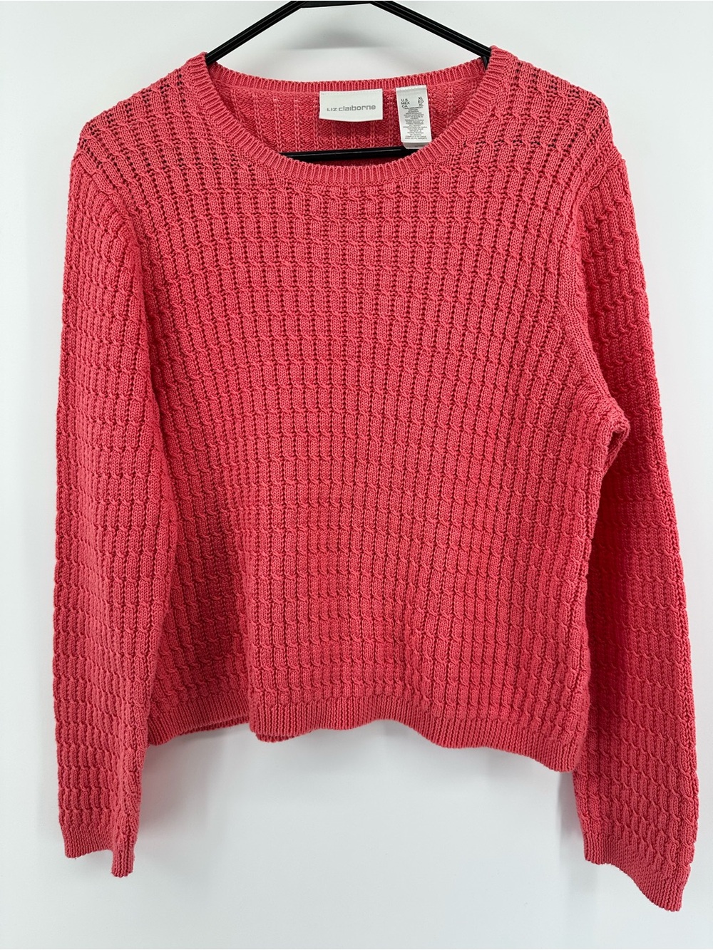 Liz Claiborne Coral Textured Crewneck Sweater SKU0149